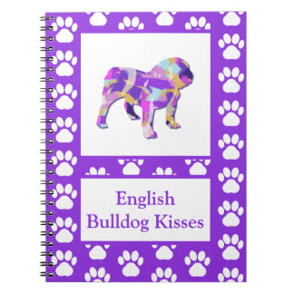 English Bulldog Niedlich Pet Silhouette Lila PY&B Notizblock
