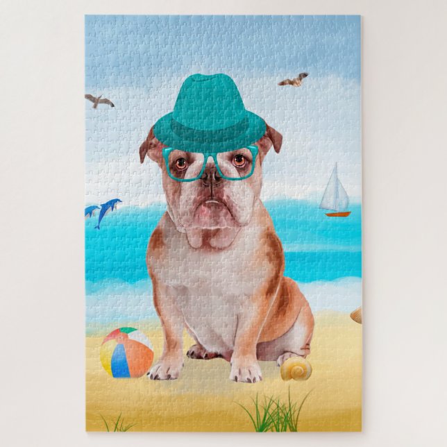 English Bulldog on Beach (Vertikal)