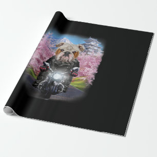 English Bulldog on Motorrad Tour Japanischer Garte Geschenkpapier