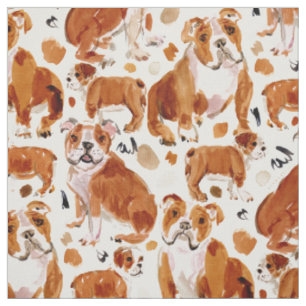 ENGLISH BULLDOG Painterly Watercolor Hundemuster Stoff