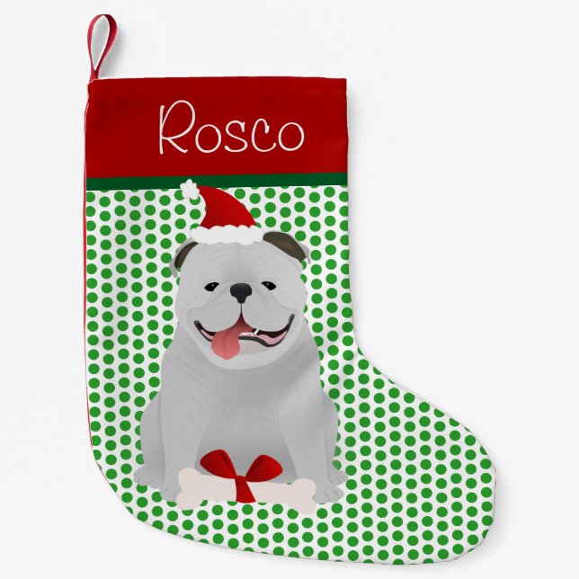 English Bulldog Personalisiert Kleiner Weihnachtsstrumpf (Vorderseite)