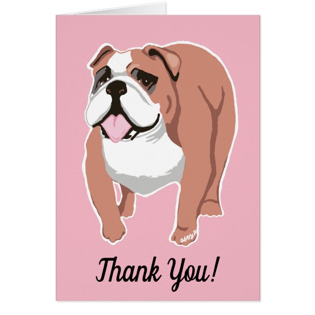English Bulldog Pink Vielen Dank für Ihre Grußkart (Vorne)