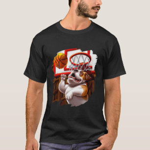 English Bulldog Playing Bysketbyll Fun Dog Bysketb T-Shirt