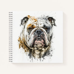 English Bulldog Portrait Animal Painting Wildlife Notizbuch