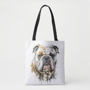 English Bulldog Portrait Animal Painting Wildlife Tasche