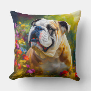 English Bulldog Portrait Impressionist Style Kissen