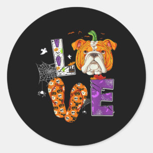 English Bulldog Pumpkin Graphic Art Dog Lover Runder Aufkleber