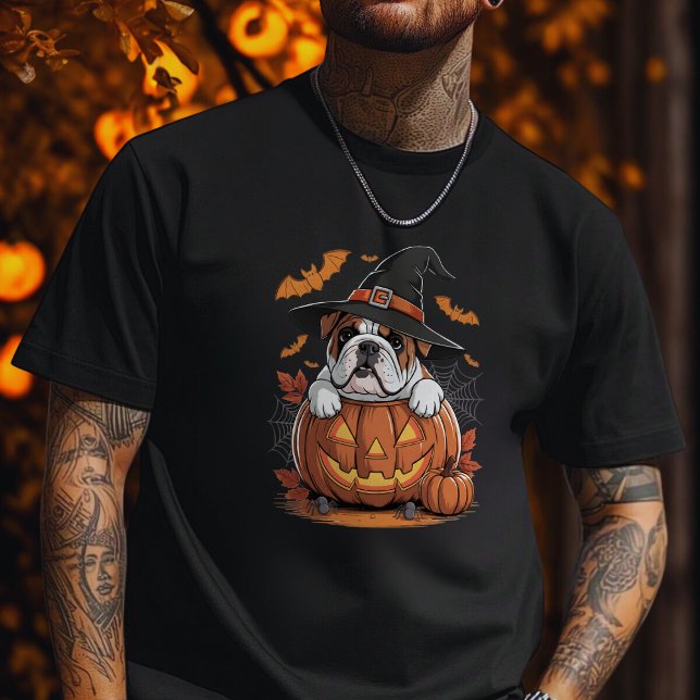 English Bulldog Pumpkin Halloween Thanksgiving T-Shirt (Von Creator hochgeladen)