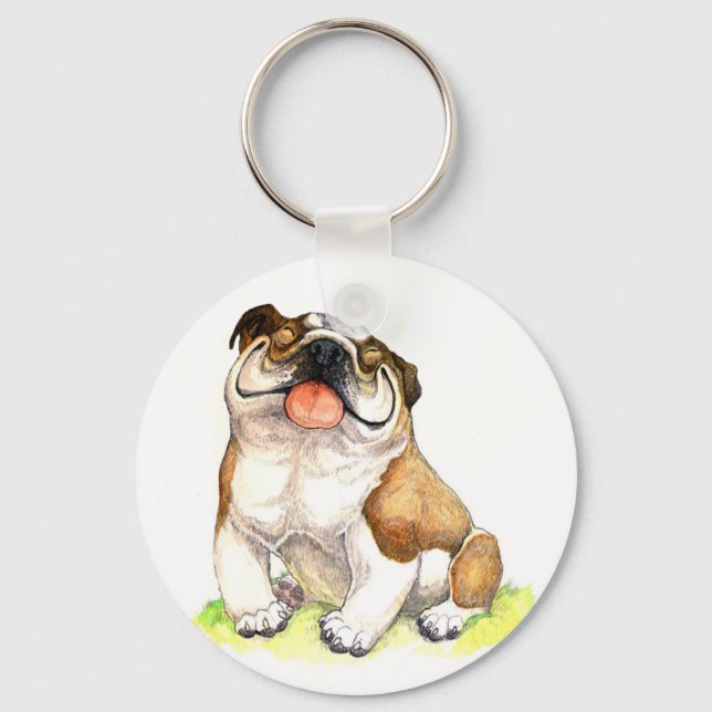 English Bulldog Puppy Key Kette Schlüsselanhänger (Vorderseite)