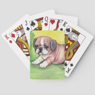 English Bulldog Puppy Playing Cards Spielkarten