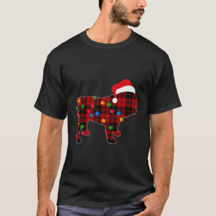 English Bulldog Red Kariert Pajama Dog Christmas L T-Shirt