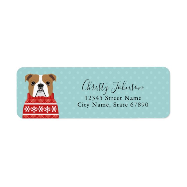 English Bulldog Rücksendeadressen-Aufkleber (Vorne)