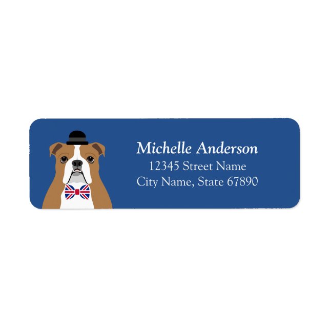 English Bulldog Rücksendeadressen-Aufkleber (Vorne)