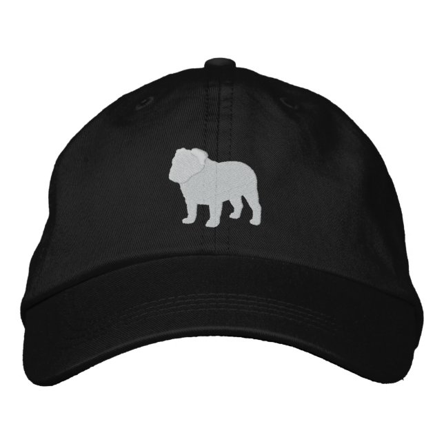English Bulldog Silhouette | Cooler Hund Lover Bestickte Baseballkappe (Vorderseite)