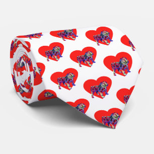 English Bulldog Silhouette Valentine Day Whirlpool Krawatte