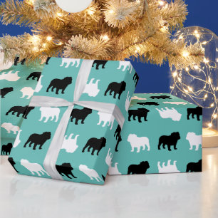 English Bulldog Silhouetten Pattern Geschenkpapier