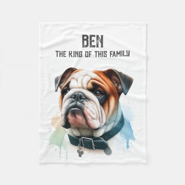English Bulldog - THE KING OF THE FAMILY Fleecedecke (Vorderseite)