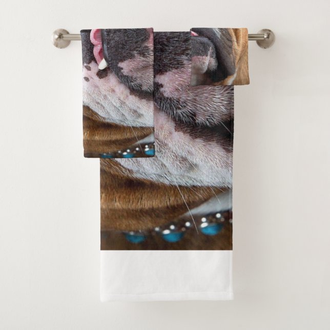 English Bulldog Throw Kissen Badhandtuch Set (Insitu)