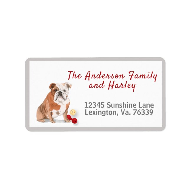 English Bulldog Toys Zuhause Rücksendeadresse Adressaufkleber (Vorne)