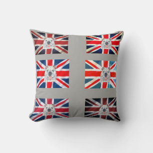 English Bulldog und Union Jack Illustration Kissen
