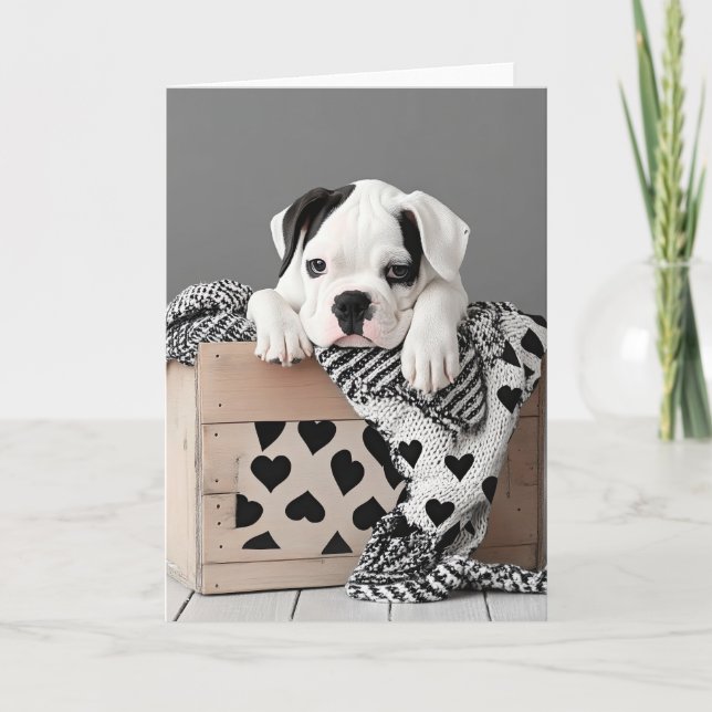 English Bulldog Valentine Card Dankeskarte (Vorderseite)