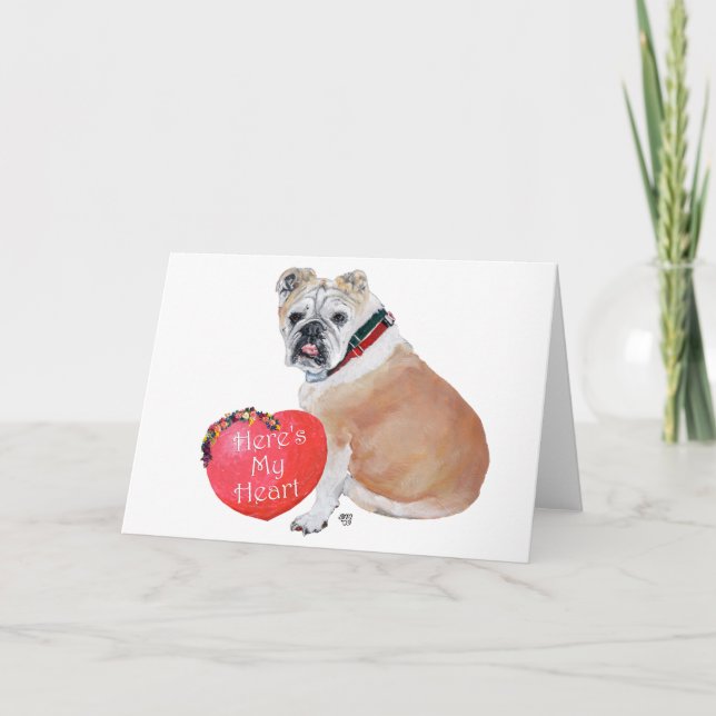 English Bulldog Valentine Feiertagskarte (Vorderseite)