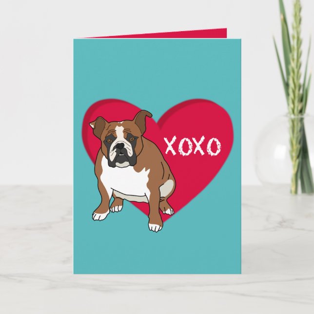 English Bulldog Valentinstag Dankeskarte (Vorderseite)
