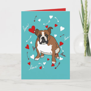 English Bulldog Valentinstag Feiertagskarte