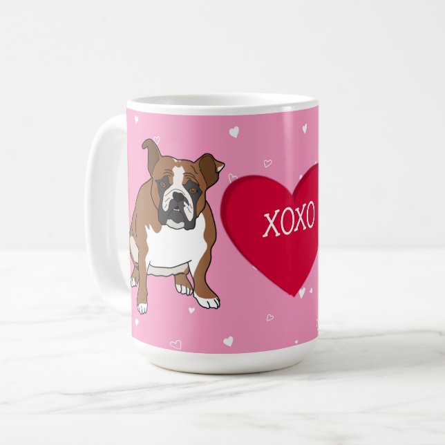 English Bulldog Valentinstag Kaffeetasse (Vorderseite Links)