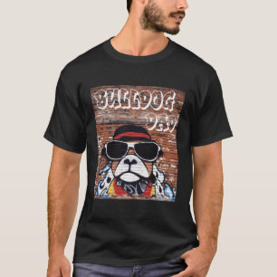 English Bulldog Vater Street Art Urban Paint Spray T-Shirt