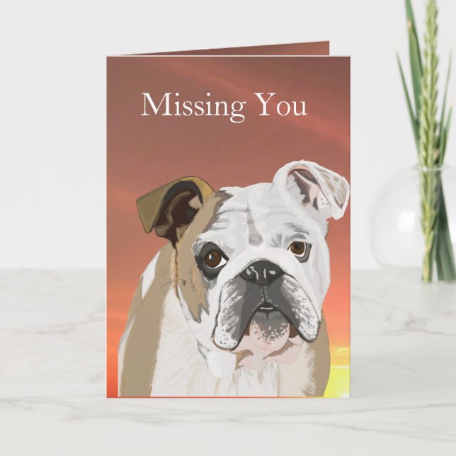 English Bulldog "Vermisst You" Karte (Vorderseite)