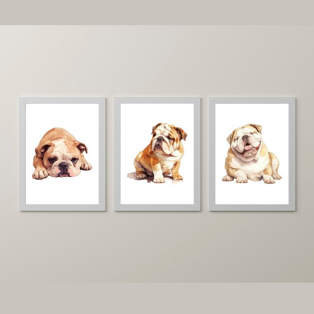 English Bulldog Wall Art, Bulldog Poster Bilderwand Sets (Von Creator hochgeladen)