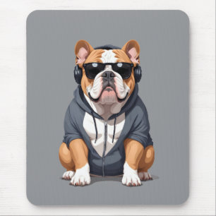 English Bulldog Weaver Hoodie Funny Cool Music Mousepad