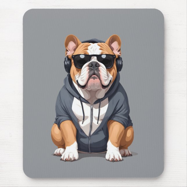 English Bulldog Weaver Hoodie Funny Cool Music Mousepad (Vorne)