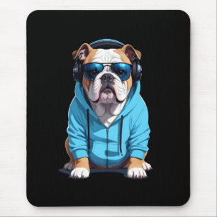English Bulldog Weaver Hoodie Funny Cool Music Mousepad