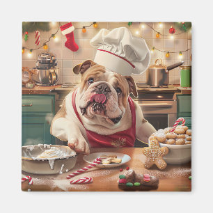 English Bulldog Weihnachtsbäckerei: Festliches Wei Magnet