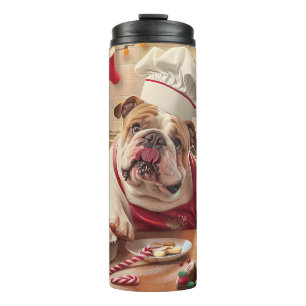 English Bulldog Weihnachtsbäckerei: Festliches Wei Thermosbecher