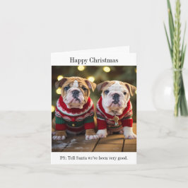English Bulldog Welpen Weihnachtskarte Karte