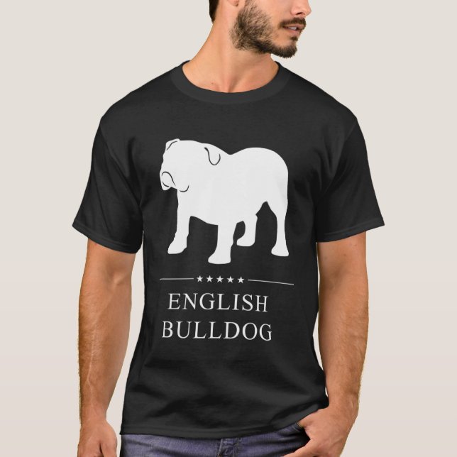 English Bulldog White Silhouette T-Shirt (Vorderseite)