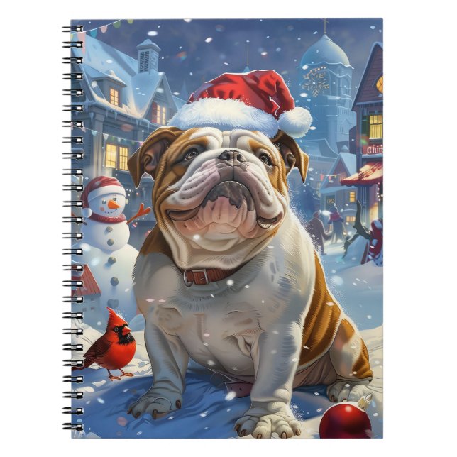 English Bulldog Winter Wonderland Christmas Joy Notizblock (Vorderseite)