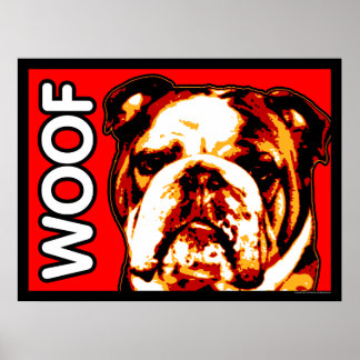 English Bulldog WOOF Poster