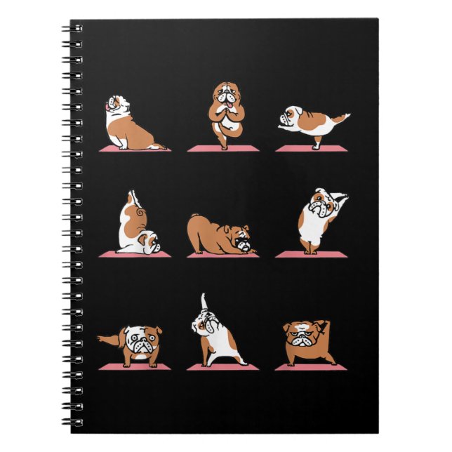 English Bulldog Yoga Puppy Yoga Posen und Meditati Notizblock (Vorderseite)