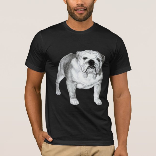 English Bulldog Zeichnend T-Shirt (Vorderseite)