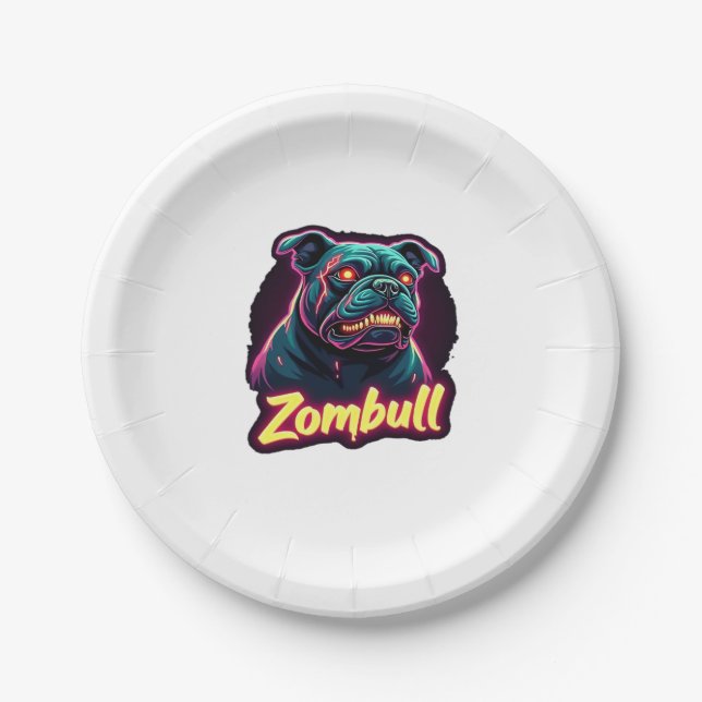 English Bulldog Zombie Dog Halloween Essential T-S Pappteller (Vorderseite)