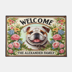 English Bulldog Zuhause Sweet, Blumenladen Gerahmt Fußmatte
