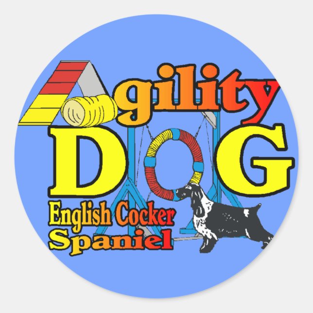 English Cocker Spanel Agility Geschenke Runder Aufkleber (Vorderseite)