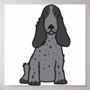 English Cocker Spanel Dog Cartoon Poster