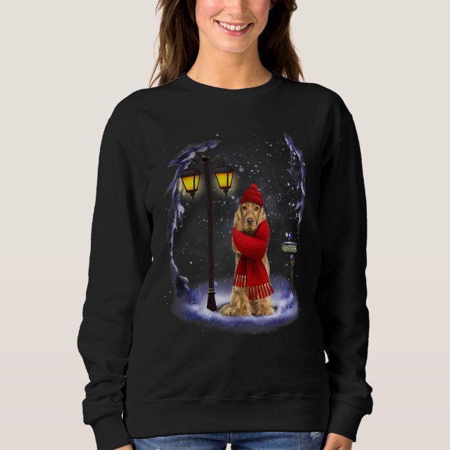 English Cocker Spanel Santa Christmas Light Winte Sweatshirt (Vorderseite)