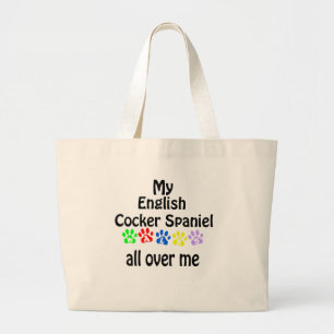 English Cocker Spanel Walks Design Jumbo Stoffbeutel