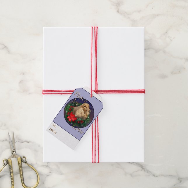 English Cocker Spaniel Christmas Geschenkanhänger (Mit Garn)